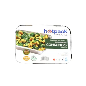 10 Pieces Aluminum Containers with Lid  83185 ( 1850 CC ) 260 x 192 x 50 Mm