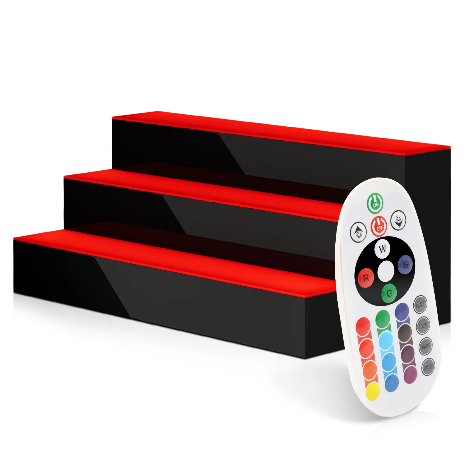 24"[REMOTE CONTROL 20 COLORS]LED Lighted 3 Step Bar Liquor Bottle Display Shelf