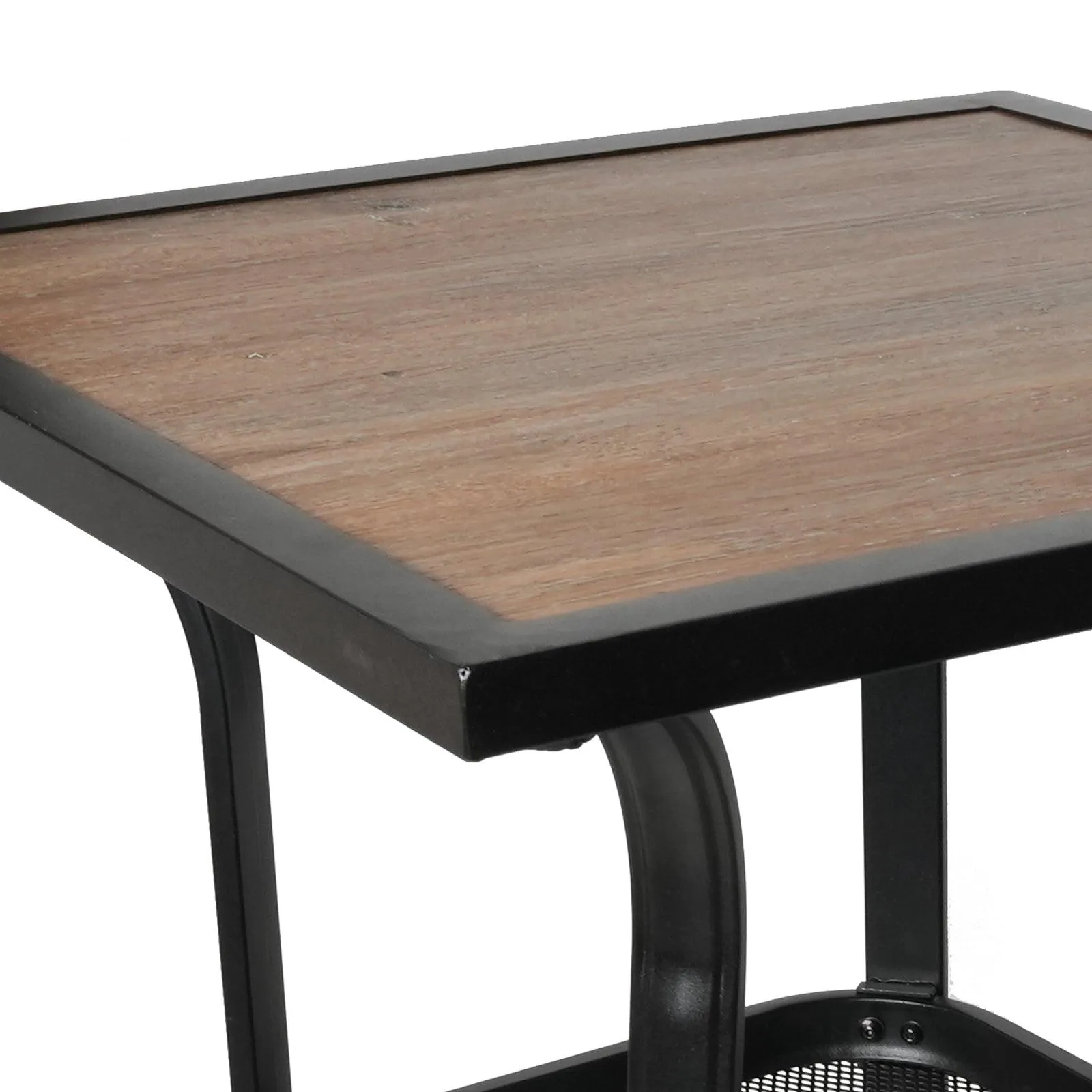 27.5" Outdoor High Bar Table Patio Square Bar Height Table with Storage Rack