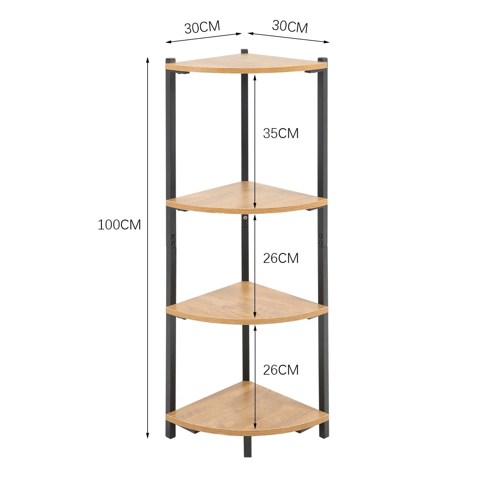 3/4 Shelves Triangle Corner Shelf Rack Bookcase Storage Unit