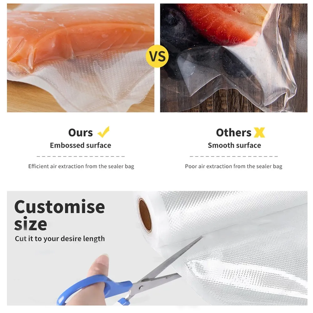 4 Roll VACUUM FOOD SEALER BAGS SAVER SEAL ROLLS STORAGE COMMERCIAL HEAT GRADE 25CMX6M