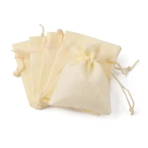 50 pc Burlap Packing Pouches Drawstring Bags, Lemon Chiffon, 9x7cm