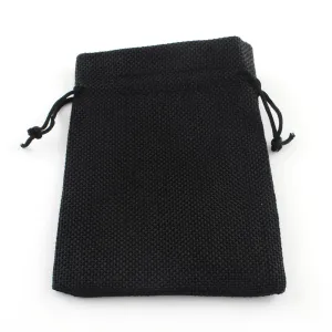 50 pc Polyester Imitation Burlap Packing Pouches Drawstring Bags, for Christmas, Wedding Party and DIY Craft Packing, Black, 23x17cm