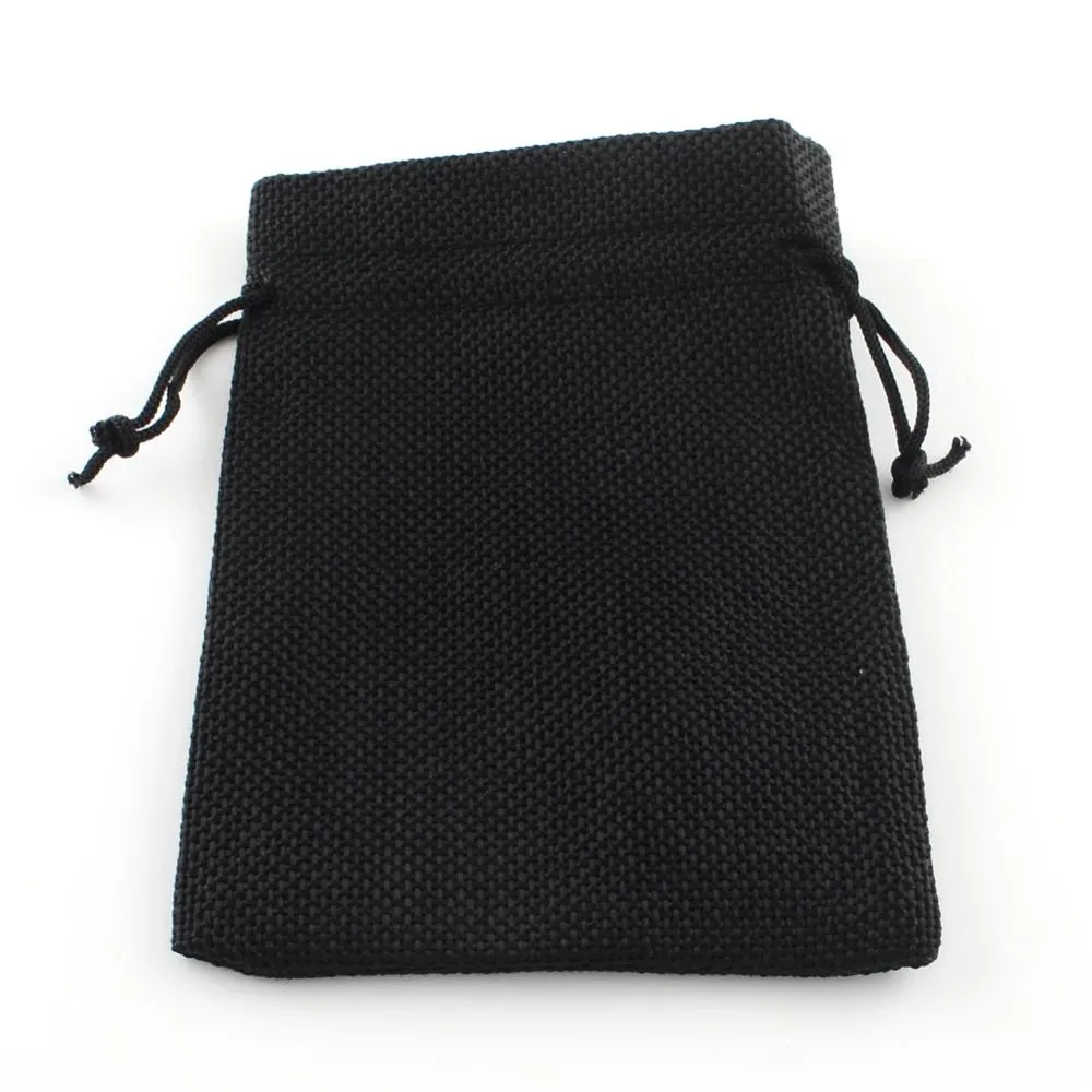 50 pc Polyester Imitation Burlap Packing Pouches Drawstring Bags, for Christmas, Wedding Party and DIY Craft Packing, Black, 23x17cm