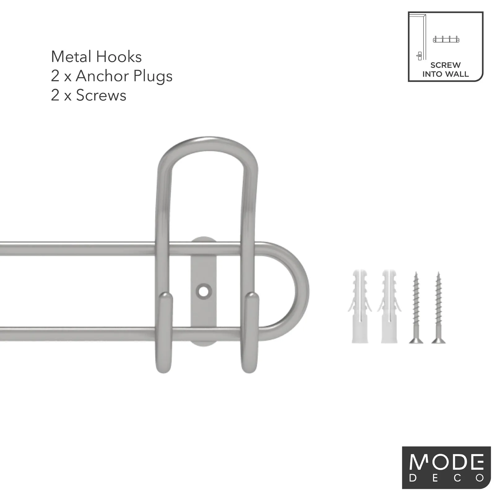 8 Metal Hooks Hook Rail