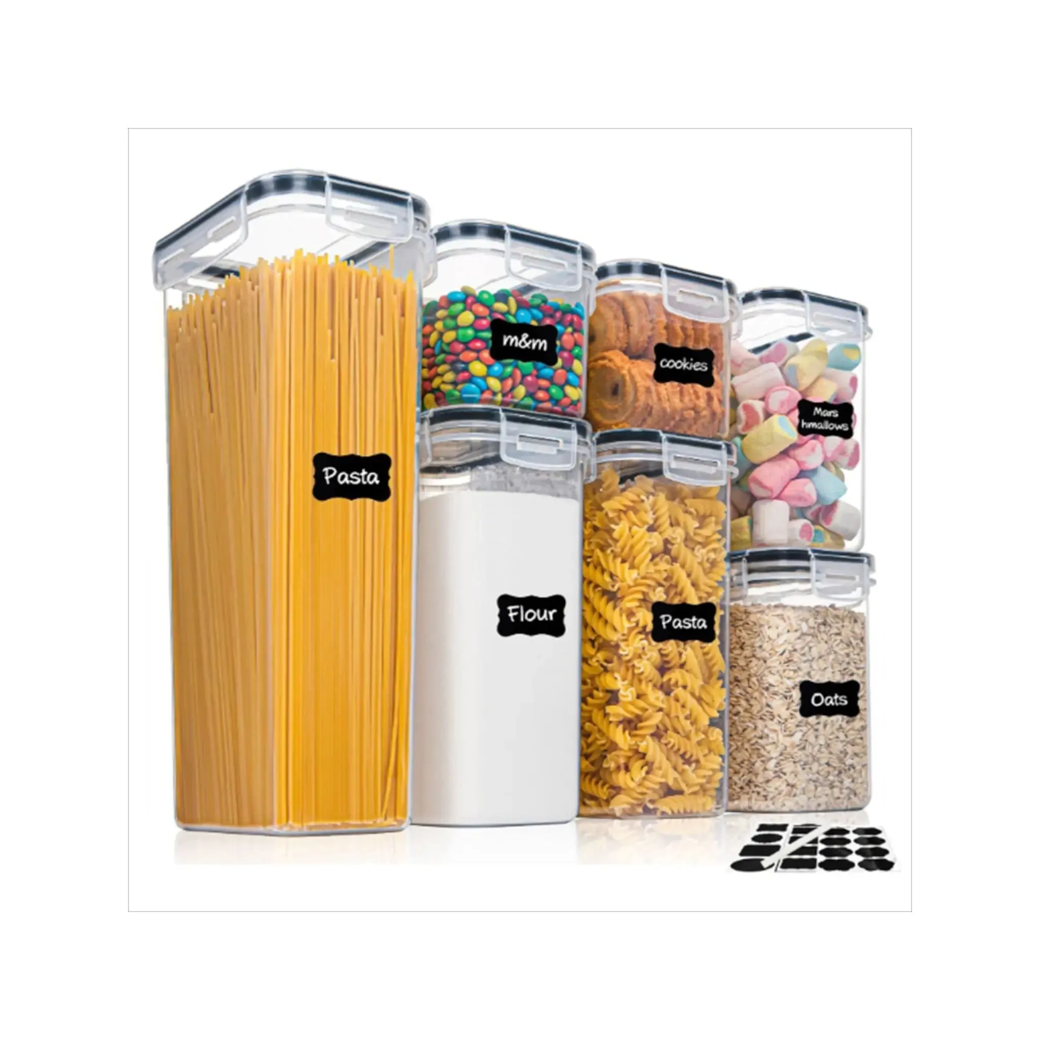 Airtight Food Storage | 7-Piece Kitchen Containers Set with Labels