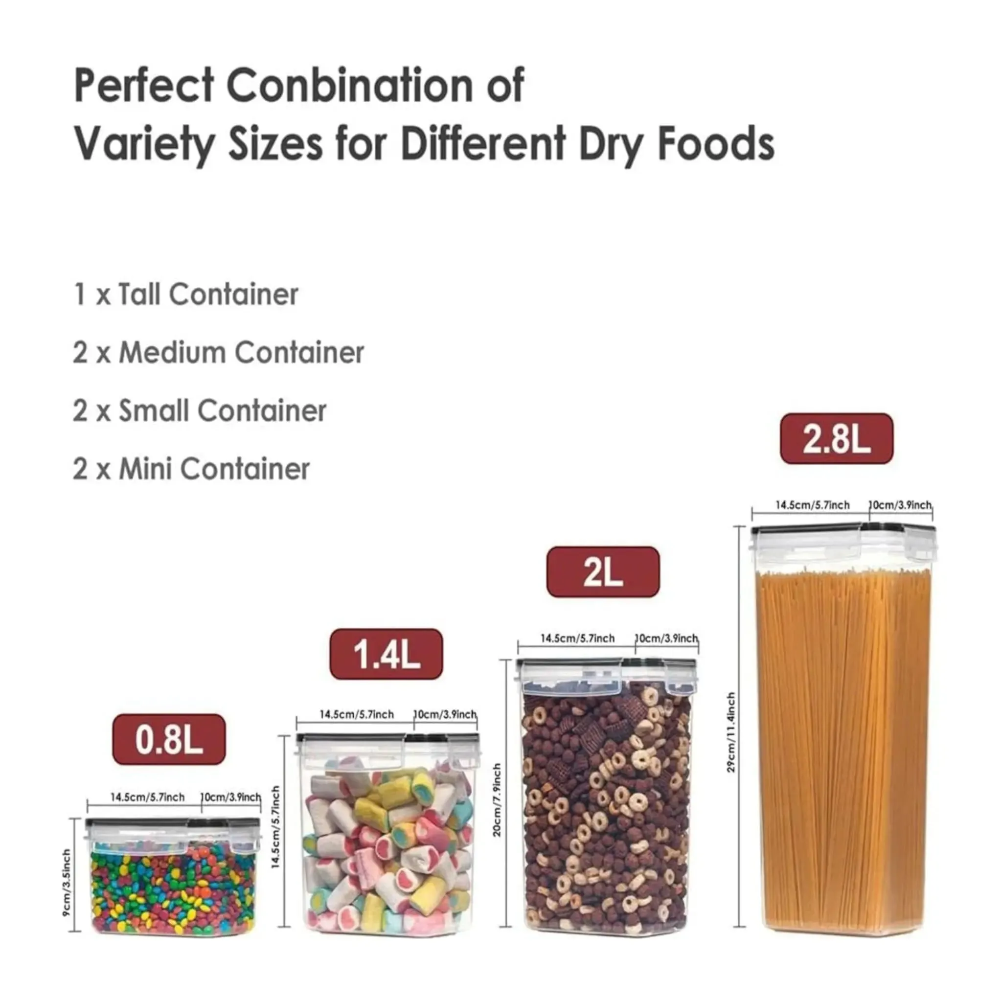 Airtight Food Storage | 7-Piece Kitchen Containers Set with Labels