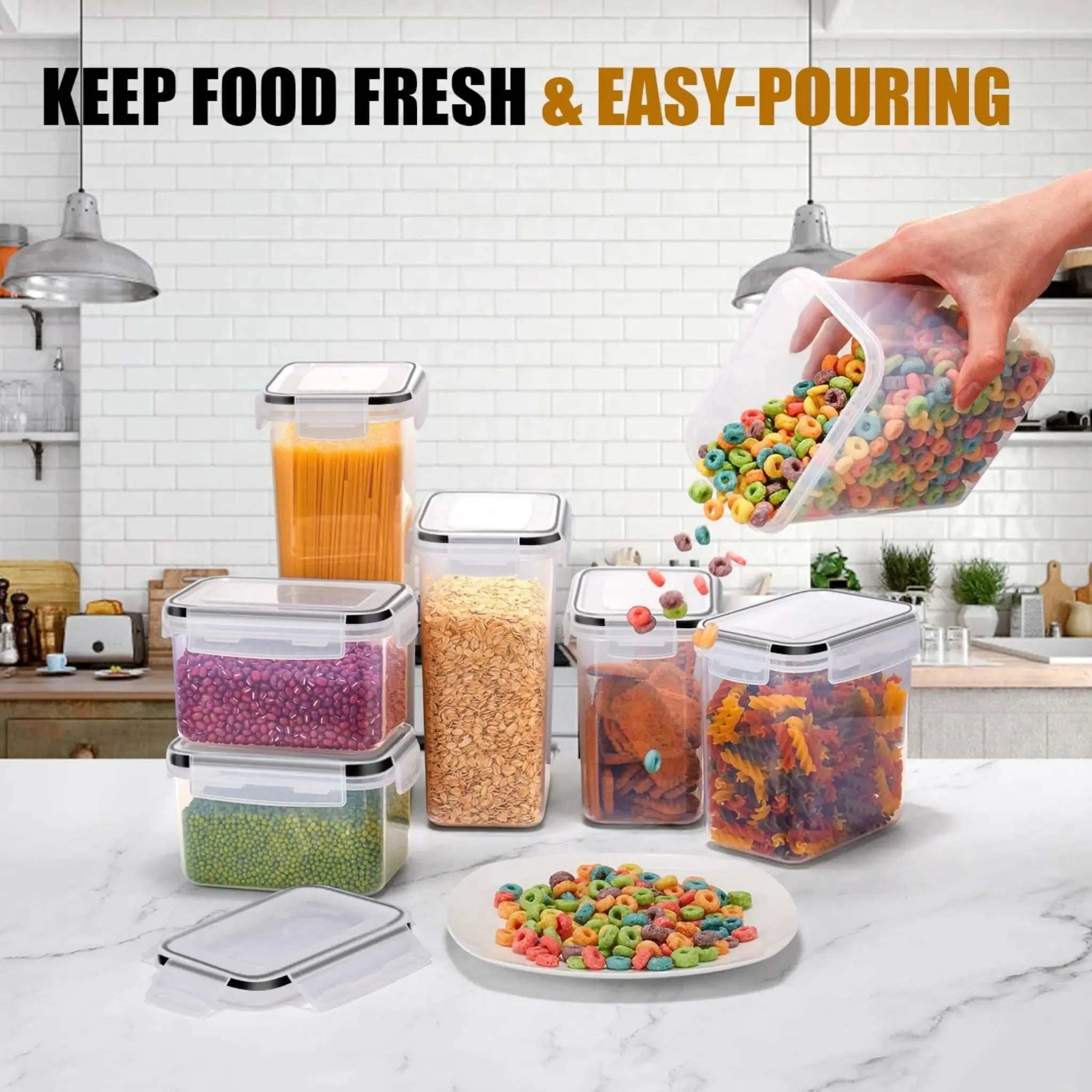 Airtight Food Storage | 7-Piece Kitchen Containers Set with Labels