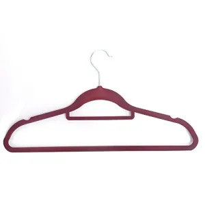 Alightup Premium Quality Flocking Velvet Hangers (Set of 20) - Ultra Thin Anti-Slip Velvet Clothes Suit Hangers - with Bonus Accessory Bar - Space Saving Clothes Hangers - Wine Red