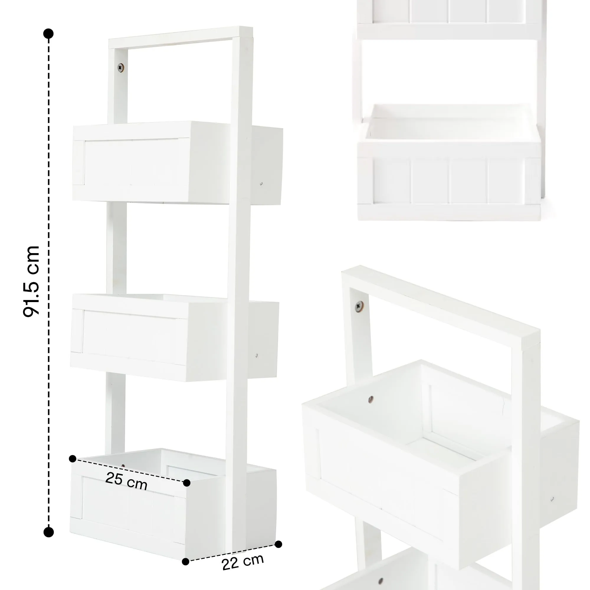 Anko 3 Tier Panelled Floor Caddy| Multi-Drawer Bathroom & Livingroom Organizer, Storage Shelf/Rack, Bedroom Furniture, Office/Home Decoration| Shelf| 70cm (H) X 30cm (W) X 20cm (D) | 6KG Capacity