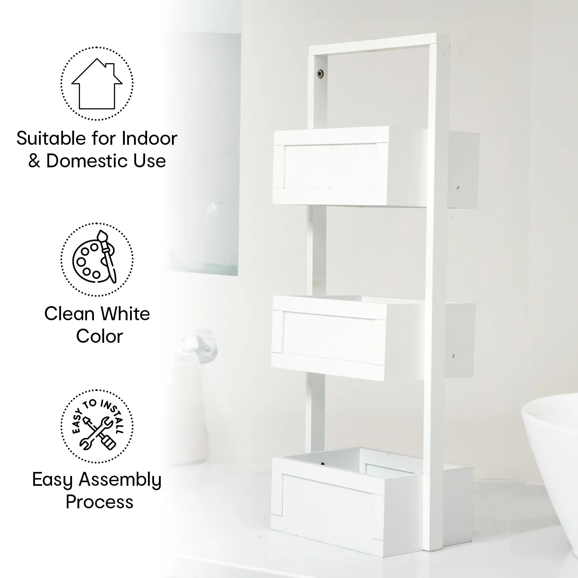 Anko 3 Tier Panelled Floor Caddy| Multi-Drawer Bathroom & Livingroom Organizer, Storage Shelf/Rack, Bedroom Furniture, Office/Home Decoration| Shelf| 70cm (H) X 30cm (W) X 20cm (D) | 6KG Capacity