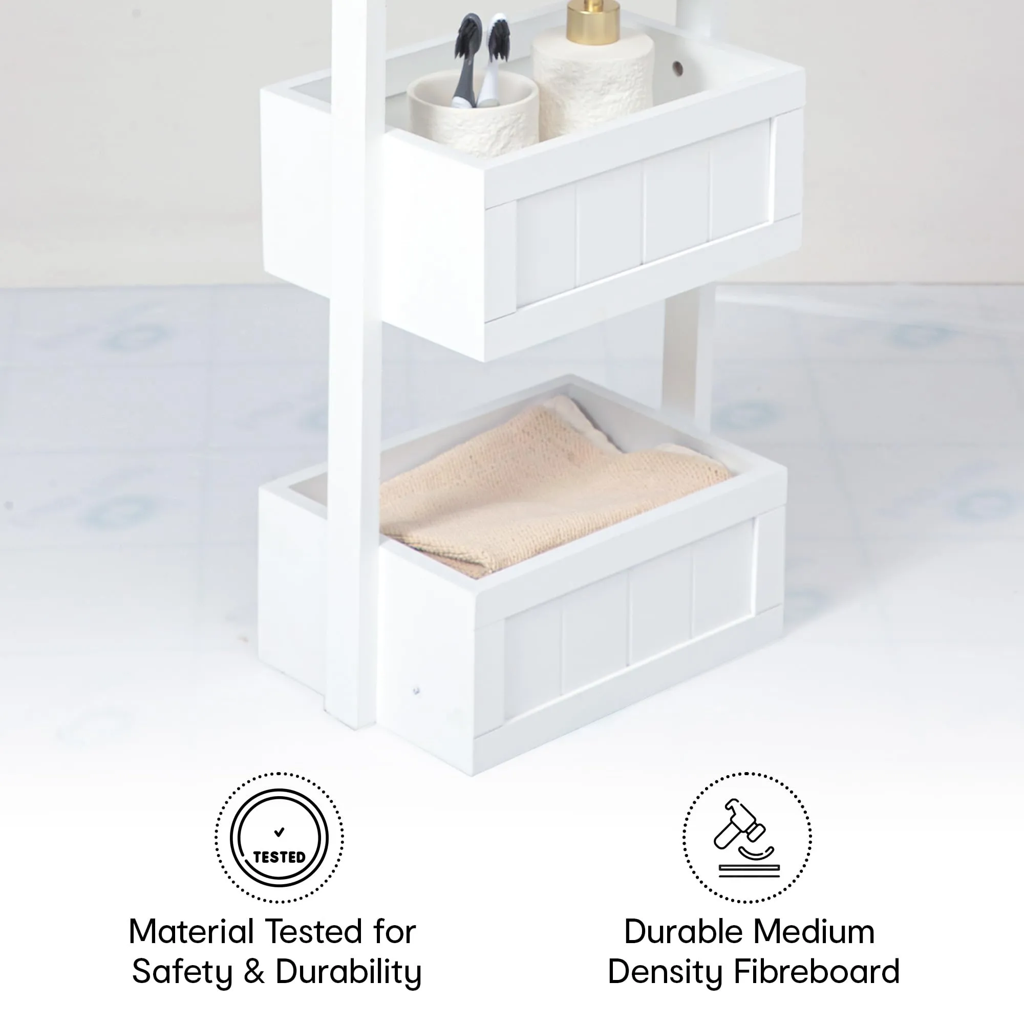 Anko 3 Tier Panelled Floor Caddy| Multi-Drawer Bathroom & Livingroom Organizer, Storage Shelf/Rack, Bedroom Furniture, Office/Home Decoration| Shelf| 70cm (H) X 30cm (W) X 20cm (D) | 6KG Capacity