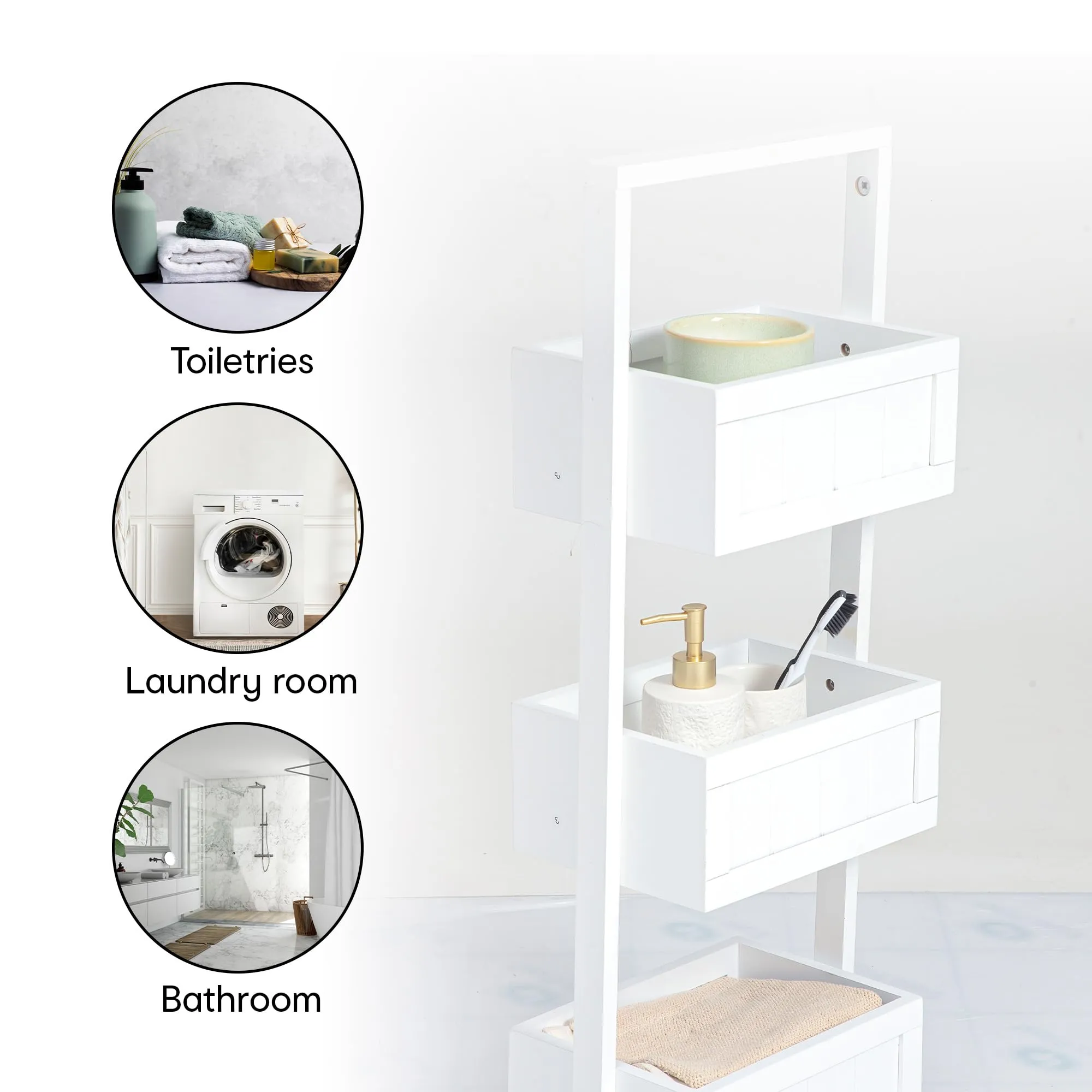 Anko 3 Tier Panelled Floor Caddy| Multi-Drawer Bathroom & Livingroom Organizer, Storage Shelf/Rack, Bedroom Furniture, Office/Home Decoration| Shelf| 70cm (H) X 30cm (W) X 20cm (D) | 6KG Capacity