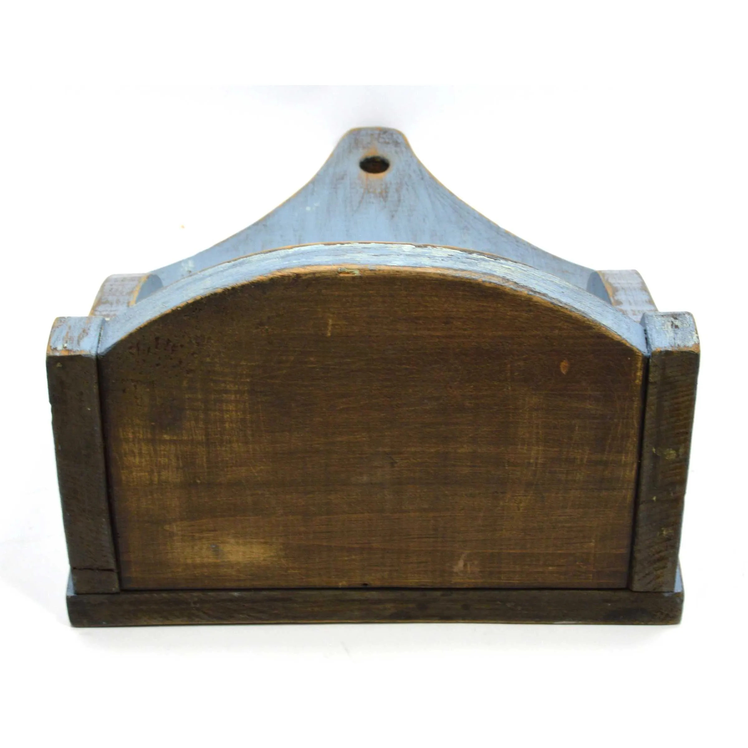 Antique APOTHECARY WALL SHELF Primitive KITCHEN SPICE RACK Candle/Keys PALE BLUE