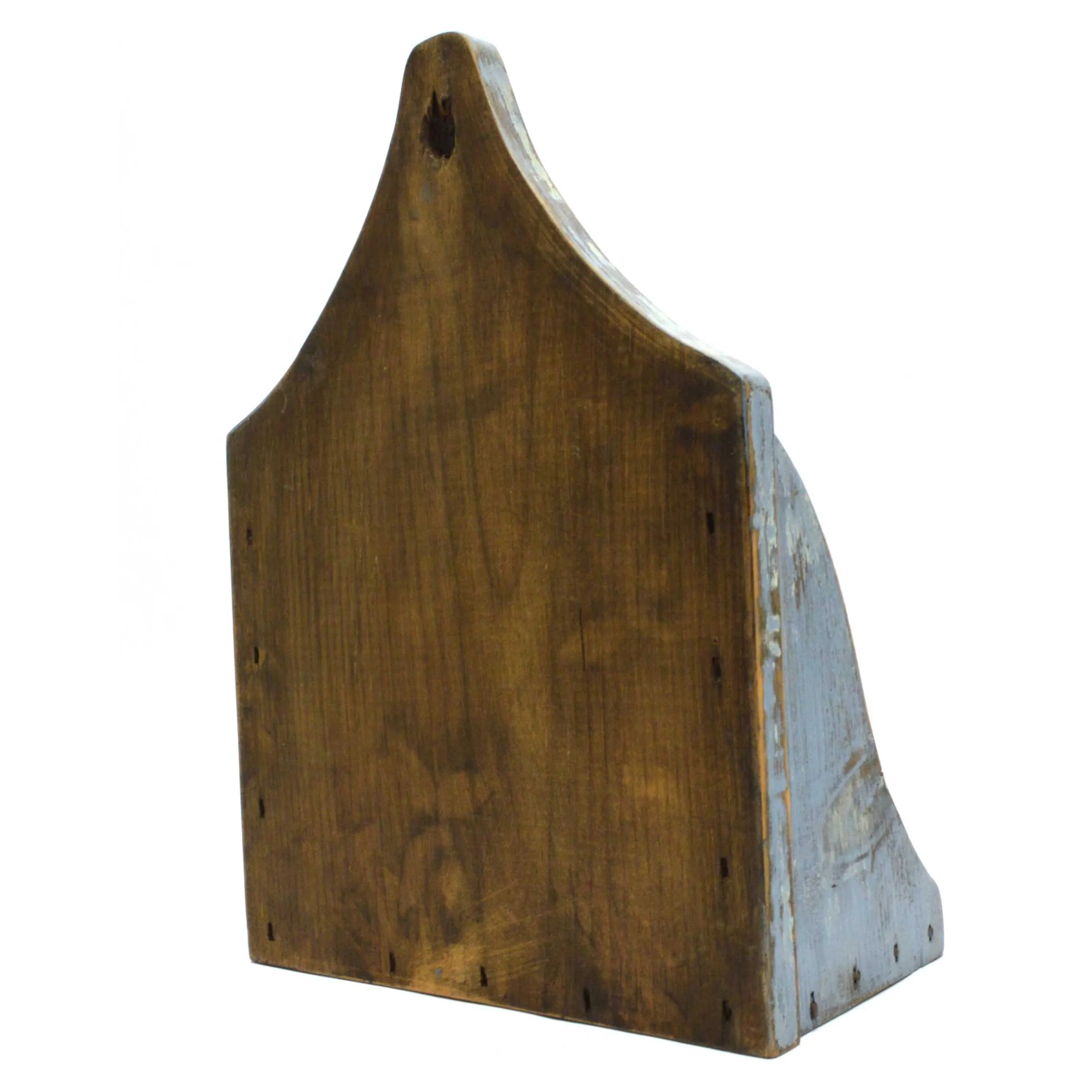 Antique APOTHECARY WALL SHELF Primitive KITCHEN SPICE RACK Candle/Keys PALE BLUE