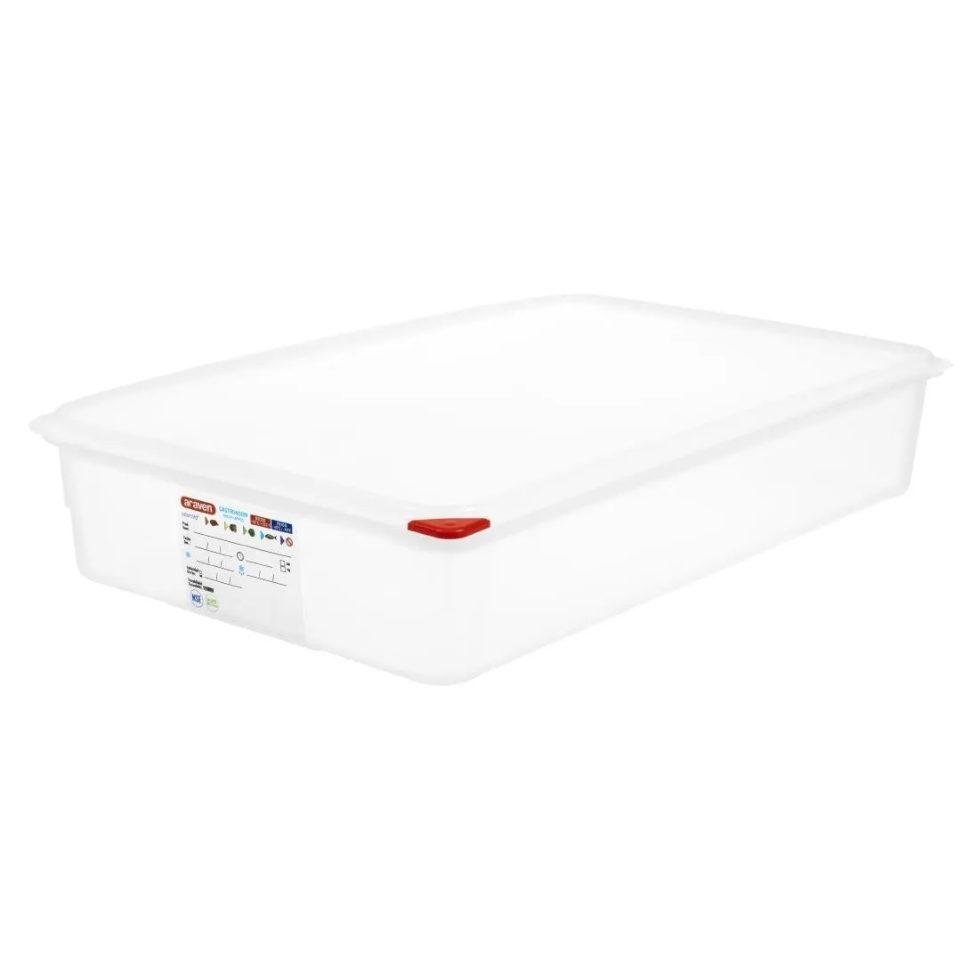 Araven Polypropylene 1/1 Gastronorm Food Containers 13.7Ltr with Lid (Pack of 4) - GL260