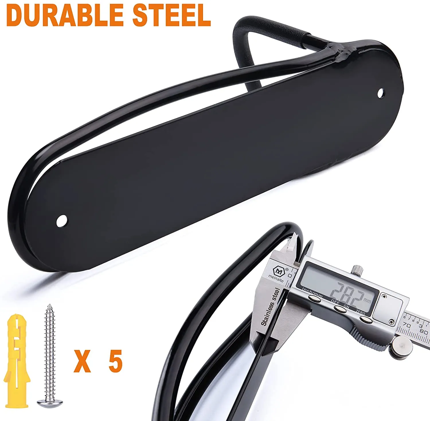 Bike Wall Mount Rack with Tire Tray - Bicycle Storage Rack Easy to Install - Space Saver Holder, Hook for Road, Mountain or Hybrid Bikes