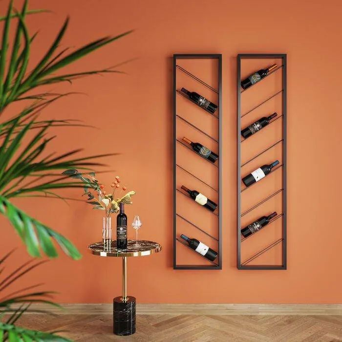 Bistro Uno Black Metal Wall Wine Shelf