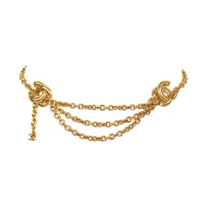 Chanel Gold Logo Quilted Chain Drop Belt