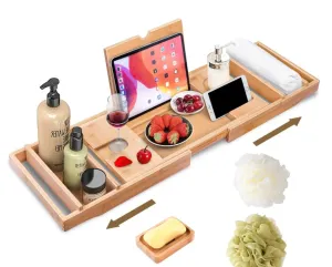Cleo Bathtub Wood Caddy - BTWT-WOOD/GREY/WHITE