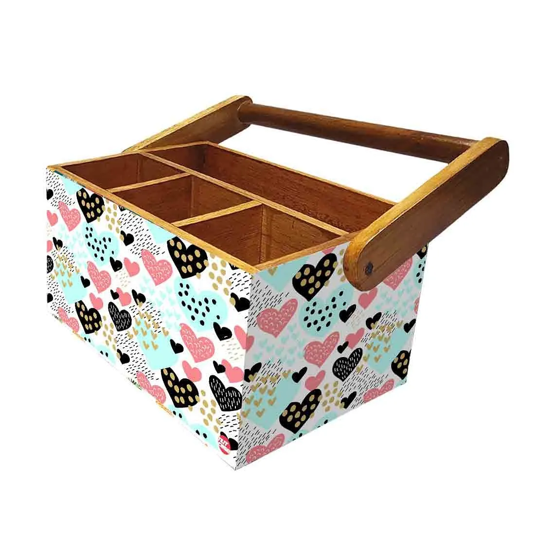 Cutlery Holder Big Size With Handle Tissue Napkin Spoon Rack - Hearts