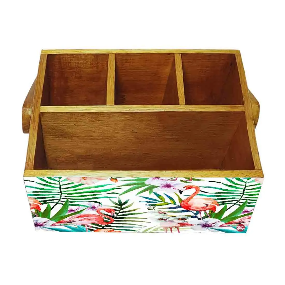 Cutlery Stand for Dining Table Forks Knives & Spoons Organizer - Swan and Leaves