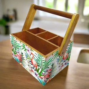Cutlery Stand for Dining Table Forks Knives & Spoons Organizer - Swan and Leaves