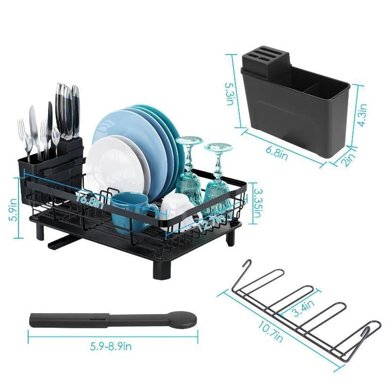 Dish Drying Rack Drain Board Utensil Holder