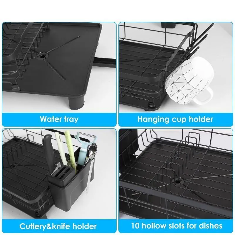 Dish Drying Rack Drain Board Utensil Holder