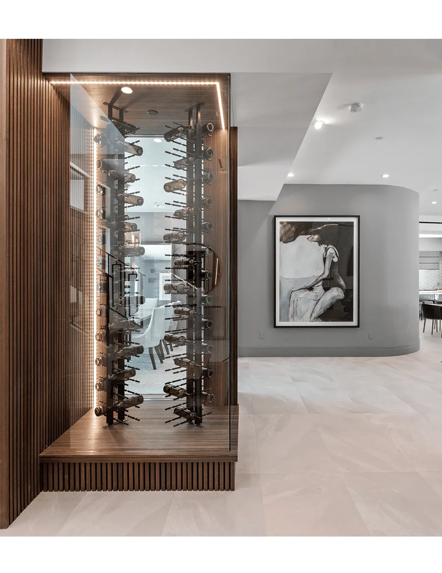 Floor-to-Ceiling Mounted Wine Rack Display - 2-Sided  (42 Bottles)