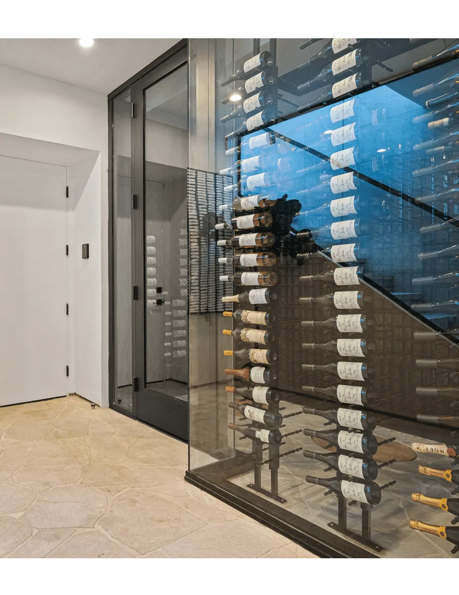 Floor-to-Ceiling Mounted Wine Rack Display - 2-Sided  (42 Bottles)