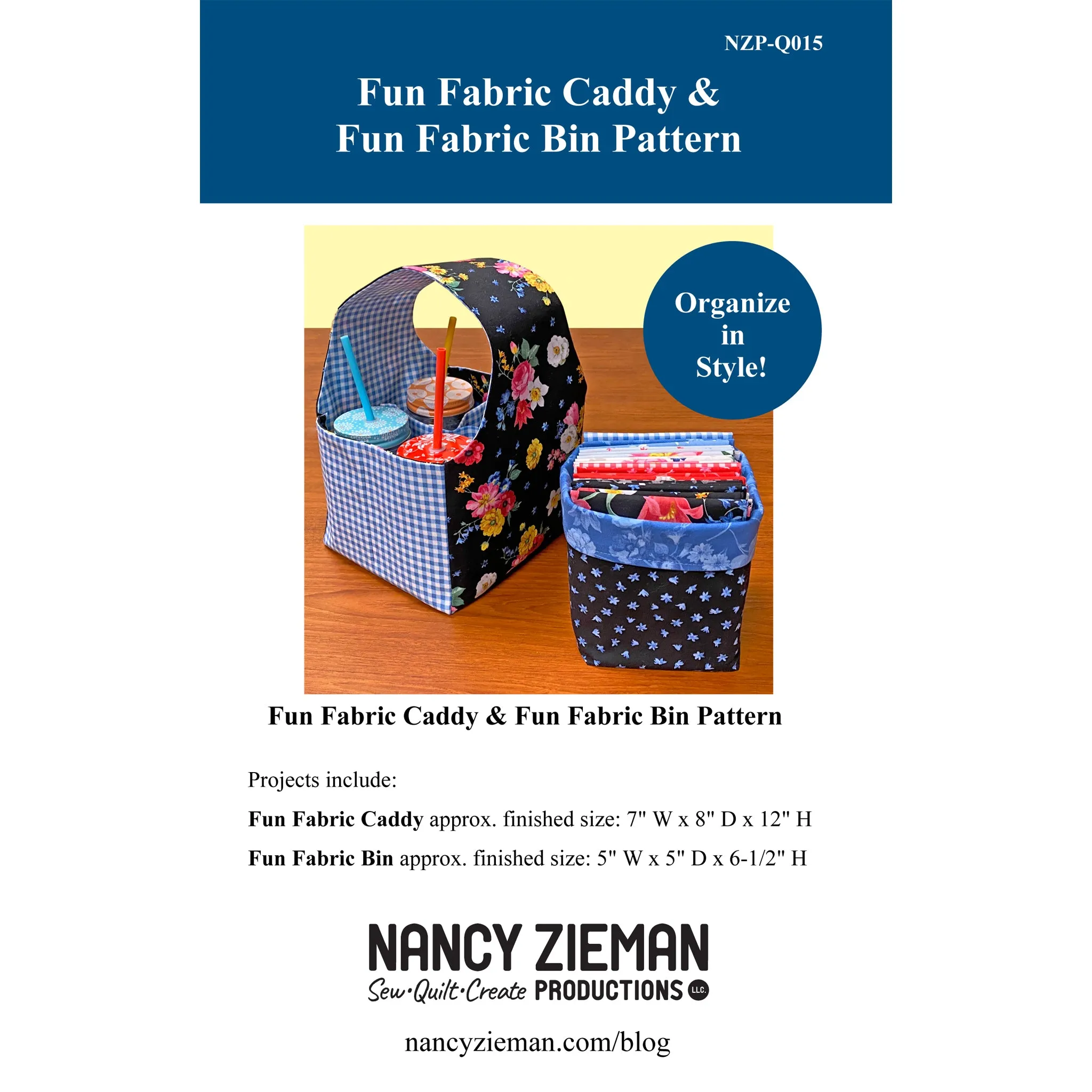 Fun Fabric Caddy & Fun Fabric Bin NZP-Q015e - Downloadable Pattern
