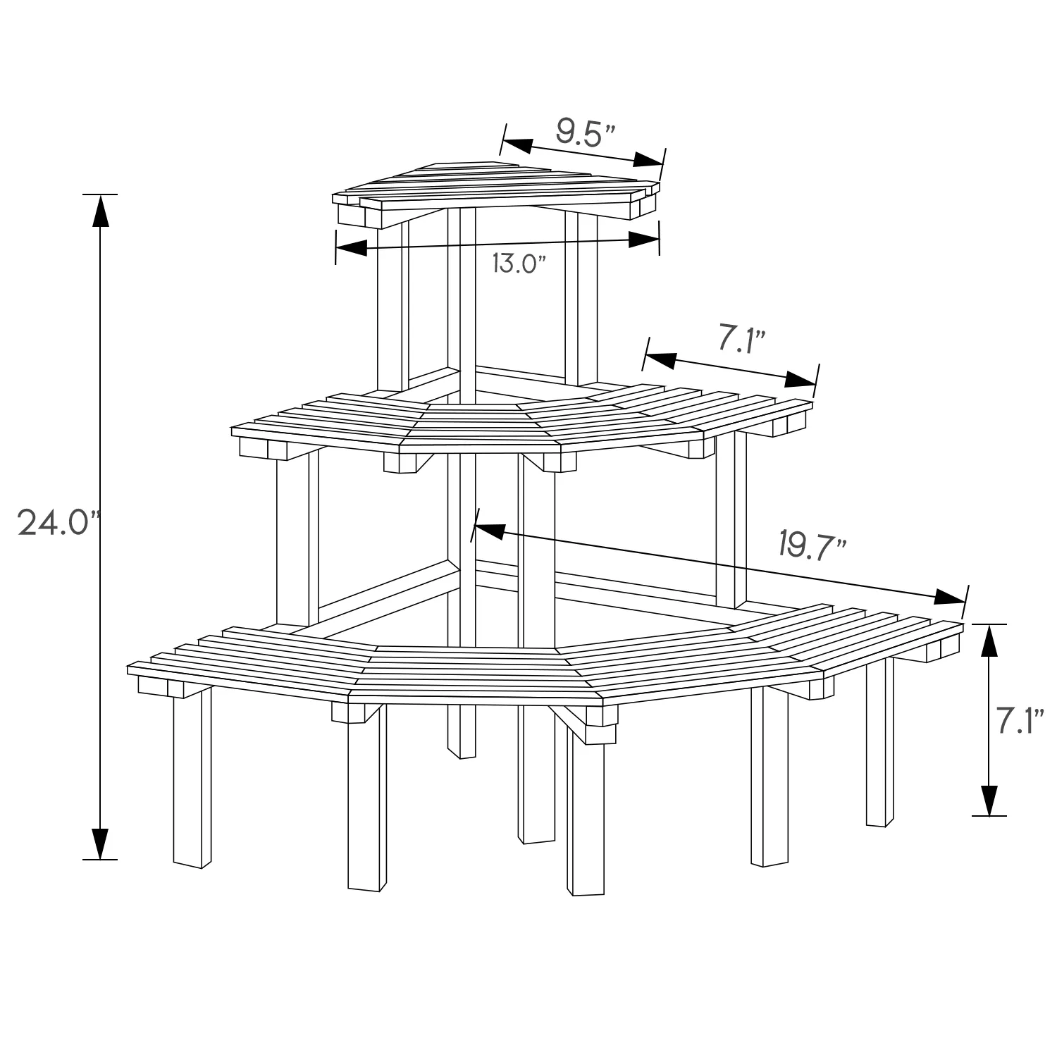 Garden Flower Plant Coner Display Shelf - Stair Style - White