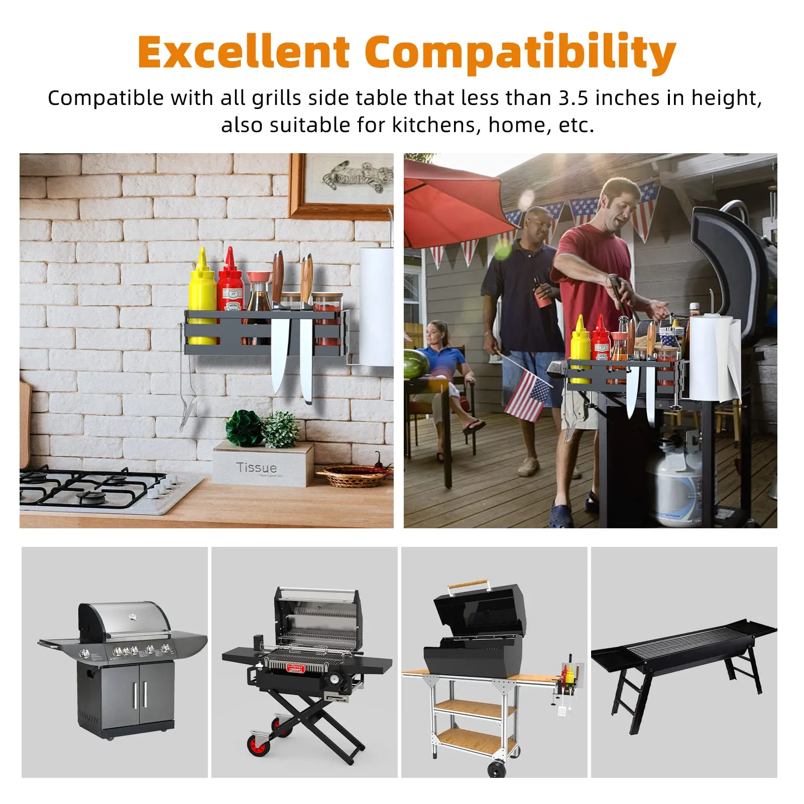 Godboat Griddle Caddy for Blackstone Griddle Accessories, With Paper Towel Holder & Knife Rack for Blackstone Accessories Griddle 28"/36", Space Saving Grill Tool Holder, BBQ Accessories Organizer