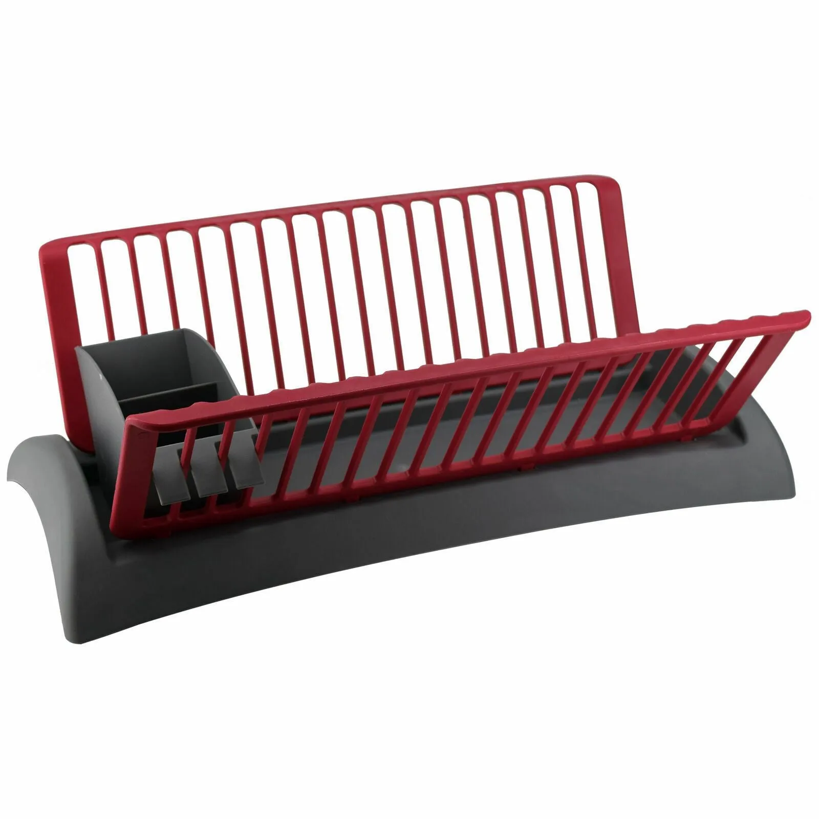Grey and Red Dish Drainer and Cutlery Holder
