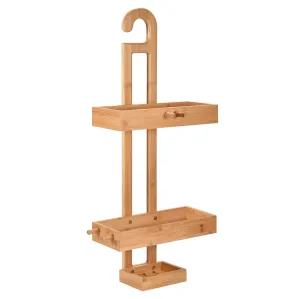 Hanging Bamboo 2 Tier Shower Caddy - 26''X11''X5'' Shower Shelf With Hanging