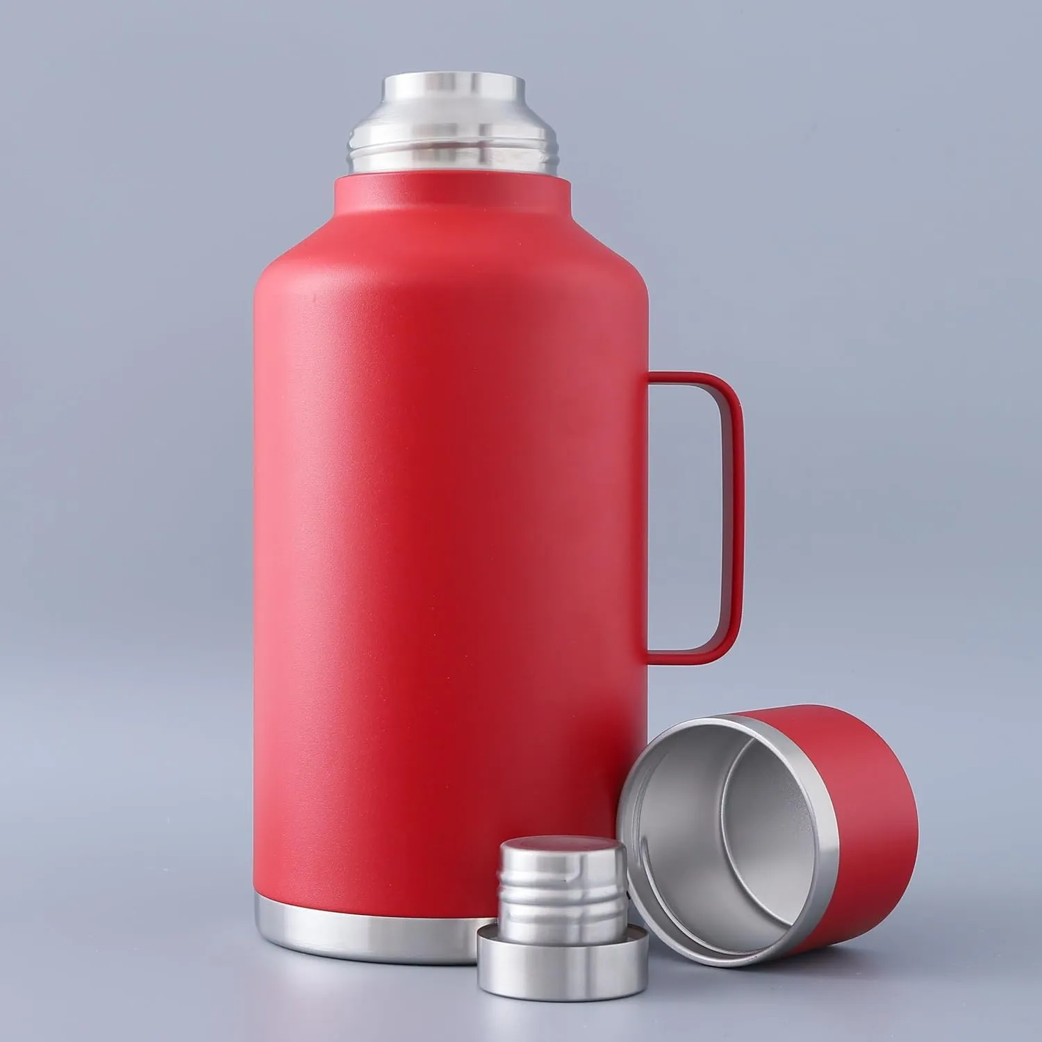 Homestic Vacuum Insulated Water Bottle | Stainless Steel Water Bottle with Handle | Hot & Cold Water Bottle | Leakproof, BPA Free, Rustproof | 2000 ML | Red