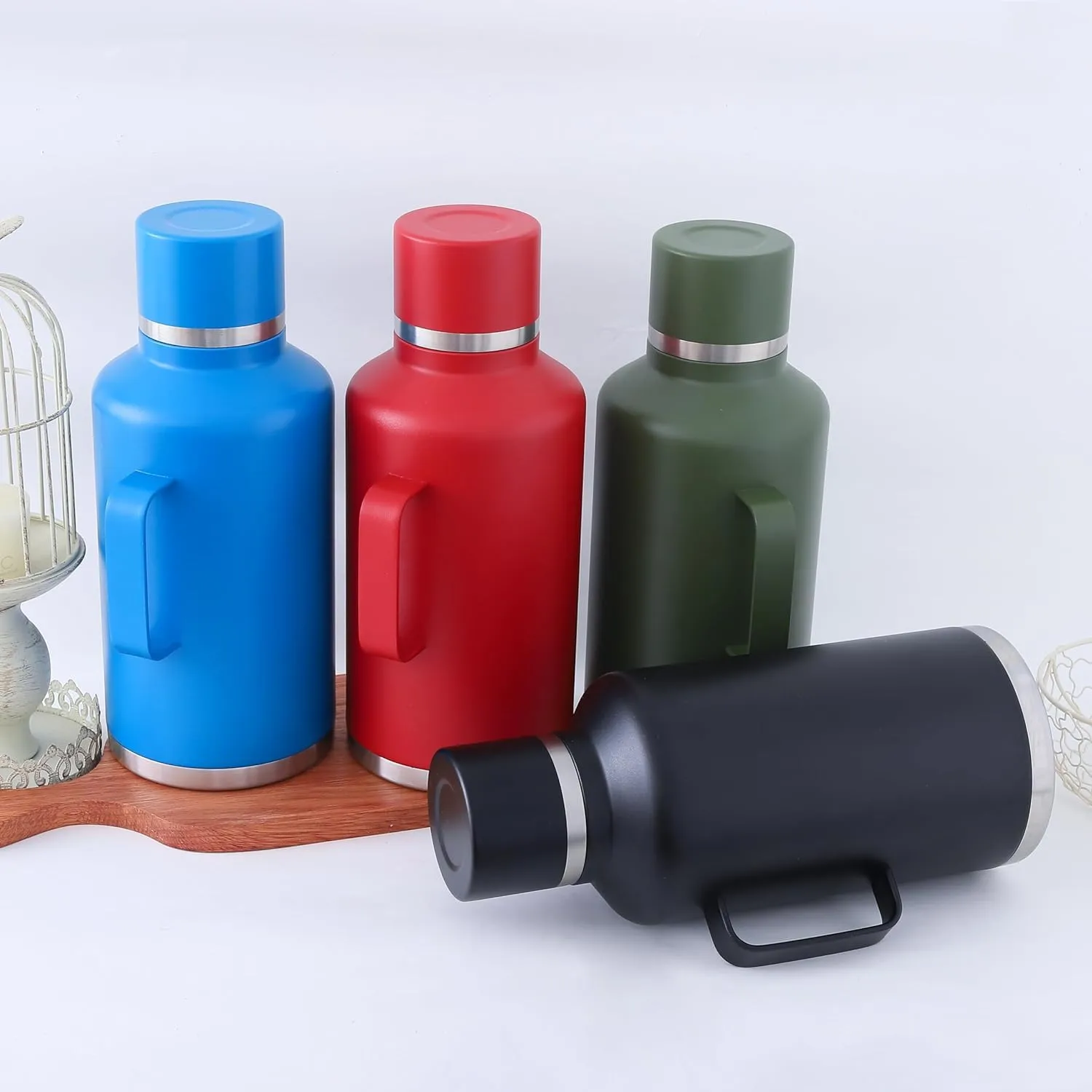 Homestic Vacuum Insulated Water Bottle | Stainless Steel Water Bottle with Handle | Hot & Cold Water Bottle | Leakproof, BPA Free, Rustproof | 2000 ML | Red