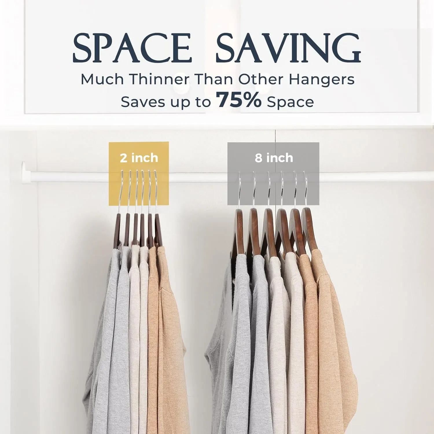 HOUSE DAY 17.5 Inch Silver Hook Velvet Hangers Taupe 60 Pack