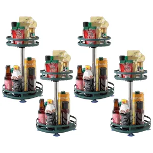 Kuber Industries 2-Layer Rotating Spice Rack|Circular Shelf For Cabinet Countertop|360-Degree Rotable Kitchen Trolley|Fruit Basket Pack of 4 (Dark Green)