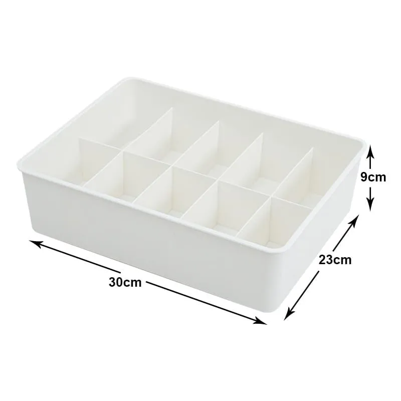 Kuber Industries Cloth Storage Box 10 Compartment with Lid|Wardrobe Organizer For clothes-Pack of 6 (White)