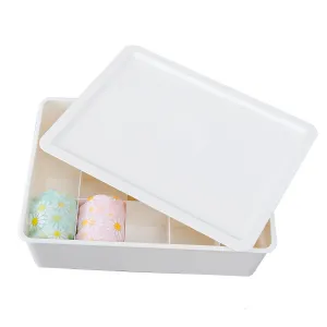 Kuber Industries Cloth Storage Box 10 Compartment with Lid|Wardrobe Organizer For clothes-Pack of 6 (White)