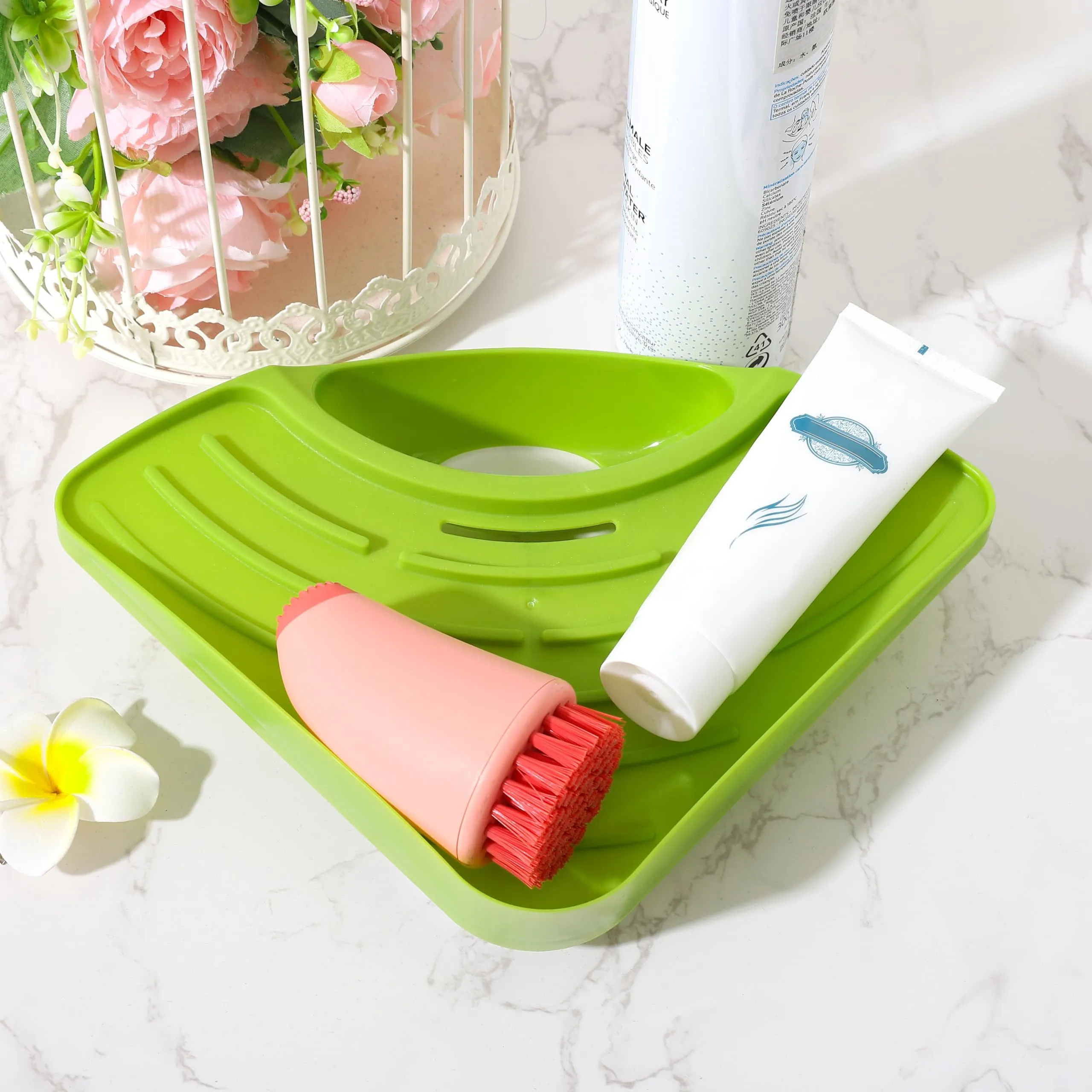 Kuber Industries Pack of 3 Kitchen Sink Stand | Food Strainer Stand for Kitchen | Vegetable-Fruit Drainer Holder | Sink Stopper Shifter for Kitchen | Multipupose Kitchen Sink Stand | TM15007BR | Green