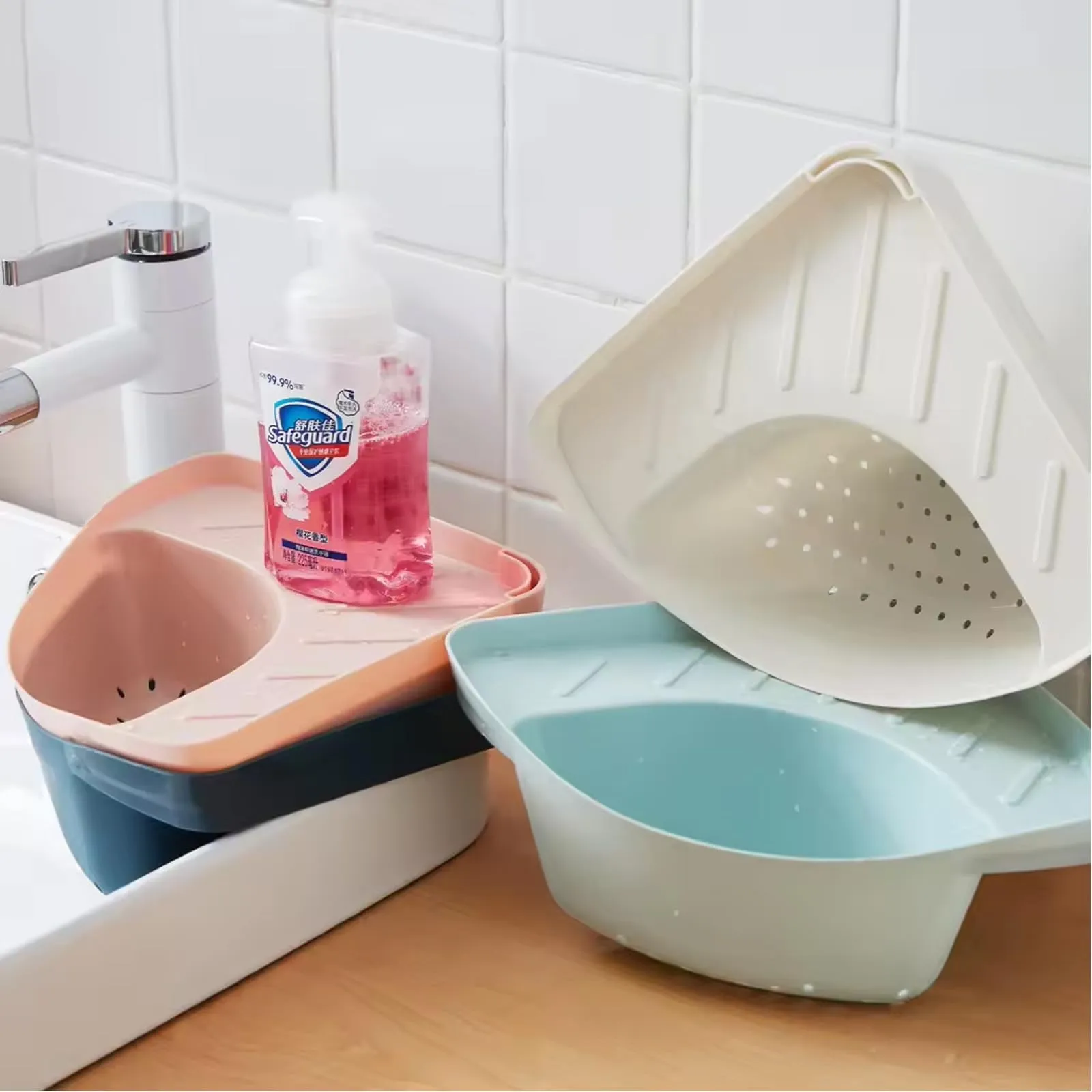 Kuber Industries Pack of 5 Kitchen Sink Stand | Food Strainer Stand for Kitchen | Vegetable-Fruit Drainer Holder | Sink Stopper Shifter for Kitchen | Multipupose Kitchen Sink Stand | TM20002BL | Blue