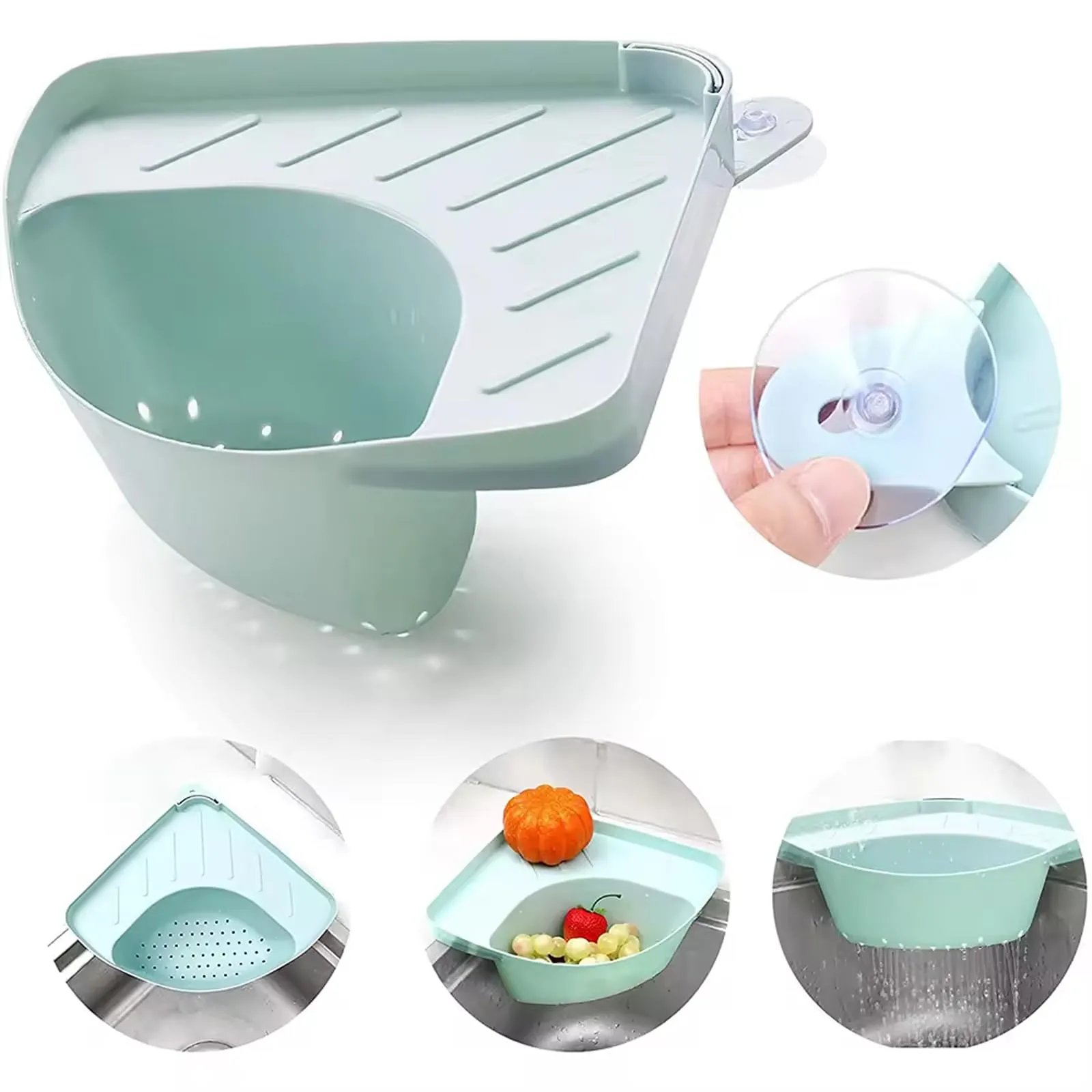 Kuber Industries Pack of 5 Kitchen Sink Stand | Food Strainer Stand for Kitchen | Vegetable-Fruit Drainer Holder | Sink Stopper Shifter for Kitchen | Multipupose Kitchen Sink Stand | TM20002BL | Blue