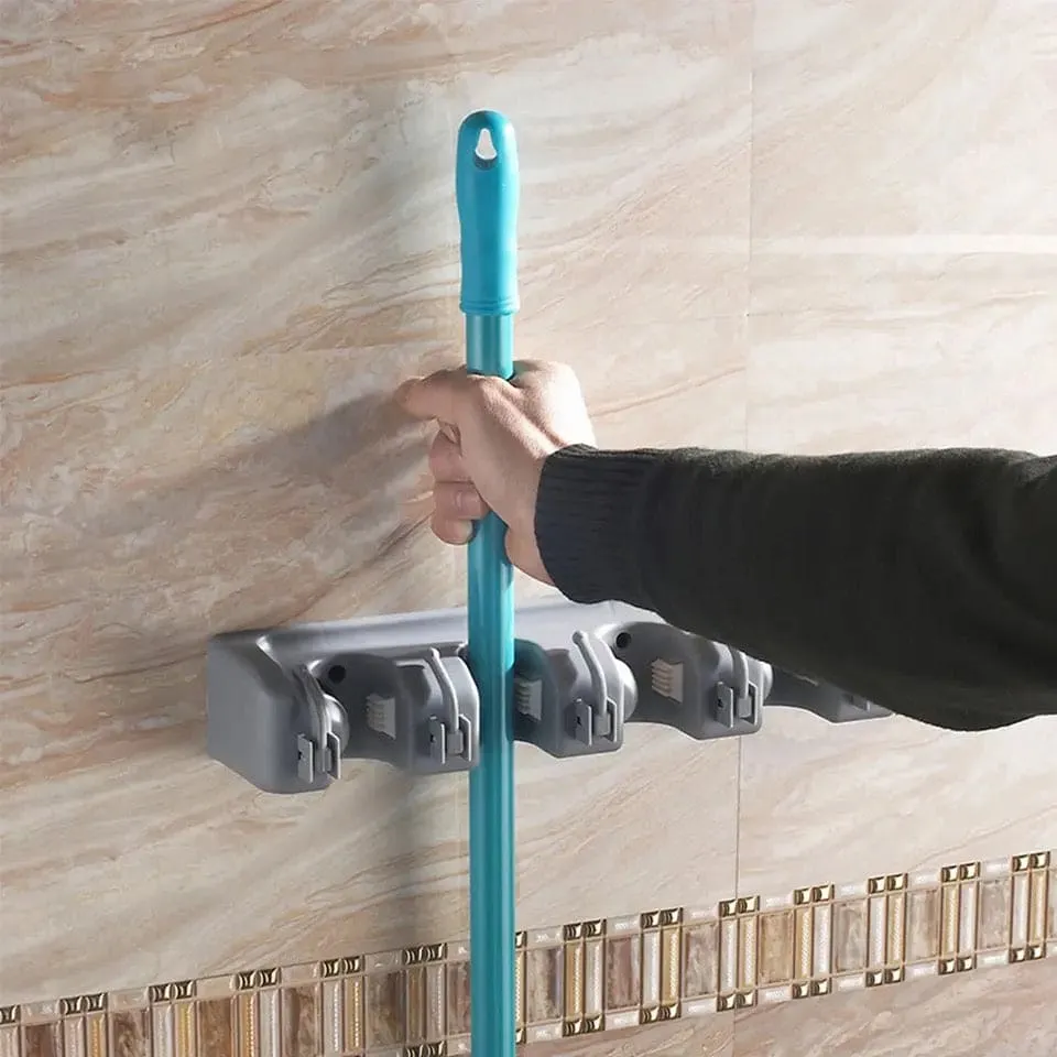 Magic Mop Holder, Multifunctional Broom Holder, ABS Mop Holder, Kitchen Bathroom Organizer Rack, Brush Broom Organizer Hanger, Household Mop Brush Hanger, 4 Position Broom And Mop Holder