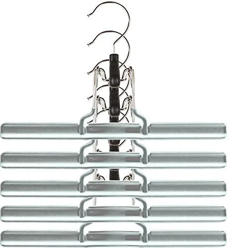 Mawa by Reston Lloyd Non-Slip Space-Saving Clothes Hanger with Clamp For Pants & Skirts, Style M/26, Set of 5, Silver