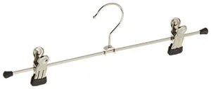 Mawa by Reston Lloyd Space-Saving Clothes Hanger for Pants and Skirts with Two Non-Slip Clips, Style K/30D, 12-Inch, Set of 2, Black