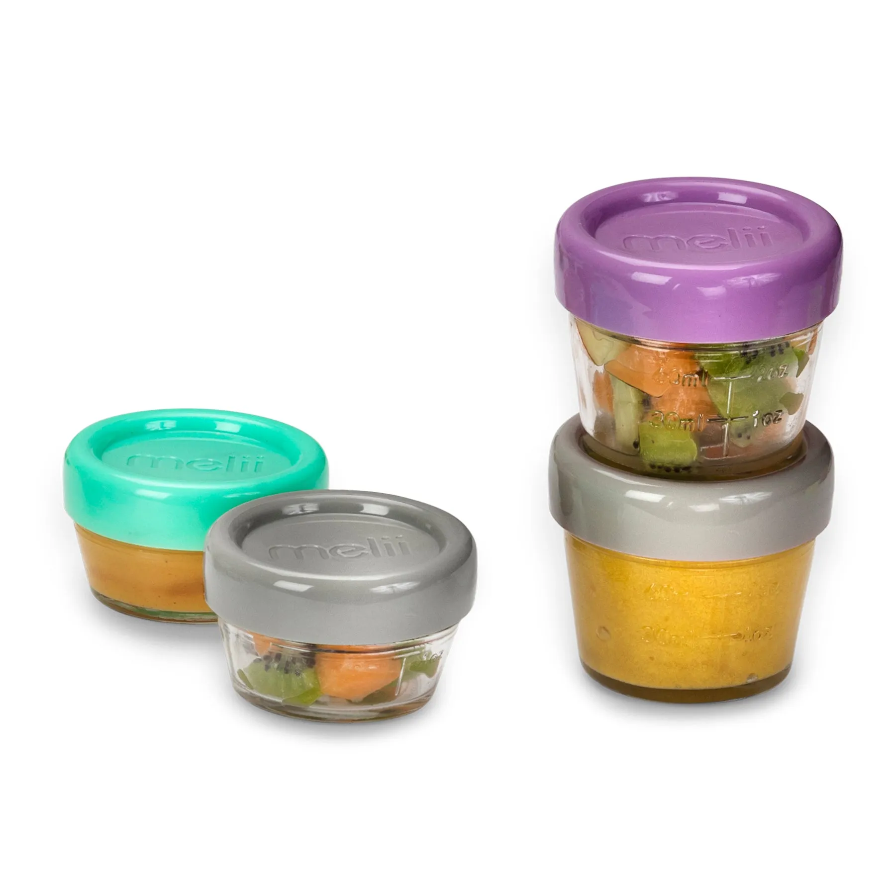 melii Glass Baby Food Containers - Airtight, Leakproof, Storage for Babies, Toddlers, Kids – BPA Free, Microwave & Freezer Safe - Set of 12, (6 x 4oz   6 x 2oz)  with Easy Open Lids