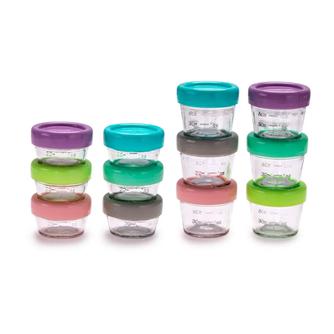 melii Glass Baby Food Containers - Airtight, Leakproof, Storage for Babies, Toddlers, Kids – BPA Free, Microwave & Freezer Safe - Set of 12, (6 x 4oz   6 x 2oz)  with Easy Open Lids